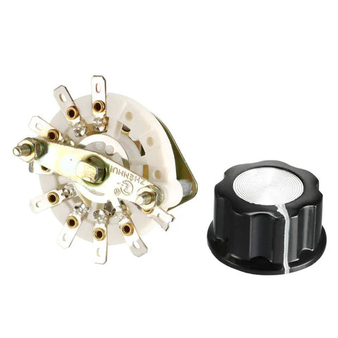 1 Pole 8 Throw Rotary Switch With Band Channel Selector And Plastic Knob, 9mm Mount Hole, 6mm Shaft Diameter, 12mm Shaft Length, 8 Position 1 Deck Switch For DIY Electronics Projects