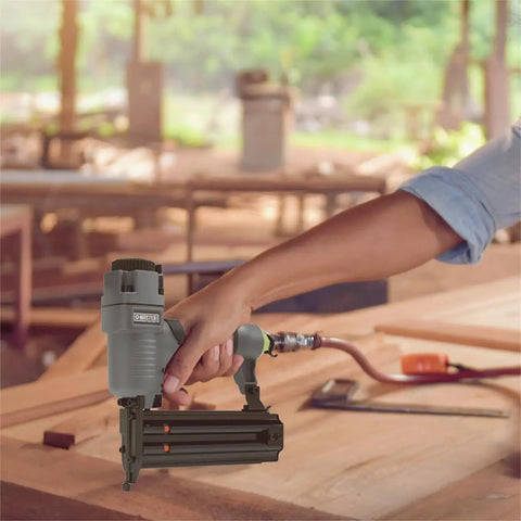Killer Pneumatic 18 Gauge Brad Nailer Crafted Light As A Feather From Die Cast Aluminum in use for trim work.