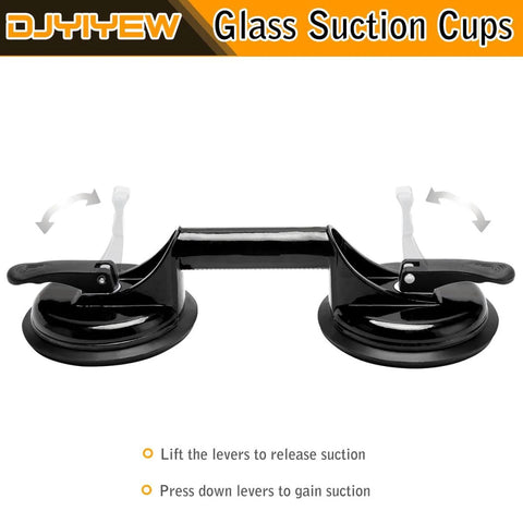 Heavy Duty Aluminum Suction Cups With Vacuum Handle Glass And Tile Lifter for lifting large glass, tile, marble floor, ergonomic grip, black