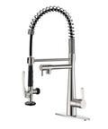 Matte Black All Brass Kitchen Faucet With Heavy Duty Spring Pre Rinse Pull Down Sprayer Single Handle And Integrated Pot Filler Commercial Style