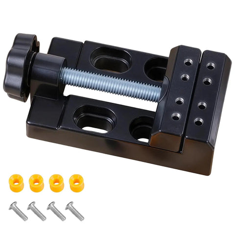 Compact Aluminum Alloy Vise Clamp On Bench Vise for DIY Drilling Woodworking and Fine Parts Holding with included screws and washers