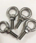 Heavy Duty Stainless Steel Shoulder Eye Bolts 4 Pack M8 Eyebolt Set With Nuts And Washers 5 16 Inch By 1.18 Inch Lifting Rings Built For Secure Load Handling And Rugged Quick Hookups 30mm Thread Length, four M8 stainless eye bolts