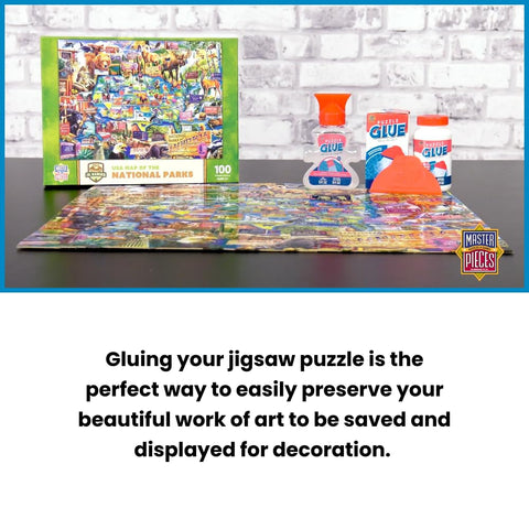 Puzzle Glue With Wide Plastic Spreader Easy To Apply Dries Clear And Quick, Protects Finished Jigsaw Puzzles For Display