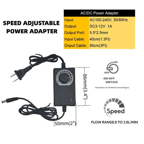 Food Grade Electric Water Transfer Pump With Hassle Free Adjustable Flow For 5 Gallon Jugs Quick Pour Kitchen Essential Self Priming Quiet Operation Portable Design Stainless Steel Filter power adapter with adjustable speed dial.