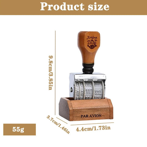 Gotta Have This Slick Roller Date Stamp Drops Crisp Day Month Year Marks On Planners Scrapbooks Cards And Diy Crafts Made From Hella Durable Solid Natural Wood For Daily Planning, showcasing size and dimensions.