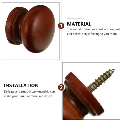 Solid Wood Cabinet Knob Set With Vintage Door Handles Self Tapping Easy Install Cupboard Dresser Knobs Wood Furniture Pulls