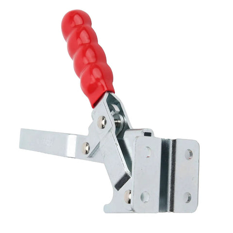 Workhorse Welding Toggle Clamp Downstroke Fixture With 182Kg Holding Force Galvanized Vertical Clamp For Rock Solid Workholding Elbow Style Hand Tool GH12205 For Metal Fabrication, red handle