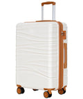 28 Inch Large Checked Luggage With Dual Spinner Wheels Lightweight PC Plus ABS Hardshell Case Scratch Resistant White Suitcase With YKK Zippers