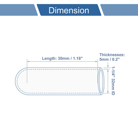 Diagram showing dimensions of 32mm ID Silicone Hose End Cap 1-1/4 Inch with 4-Ply Polyester Wrap, 30mm length, 5mm thickness.