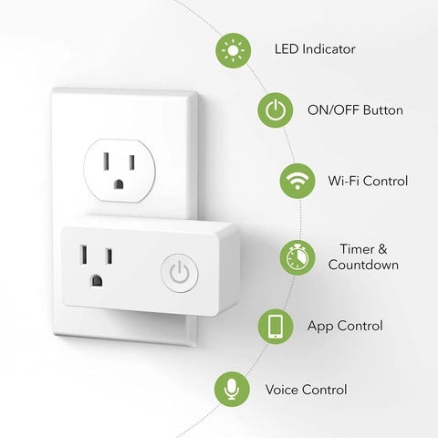 2 Pack WiFi Heavy Duty Smart Plug Outlet No Hub Required With Timer Function Hands Free Voice Control Works With Alexa And Google Assistant 2 4 Ghz Network Only White - Features overview