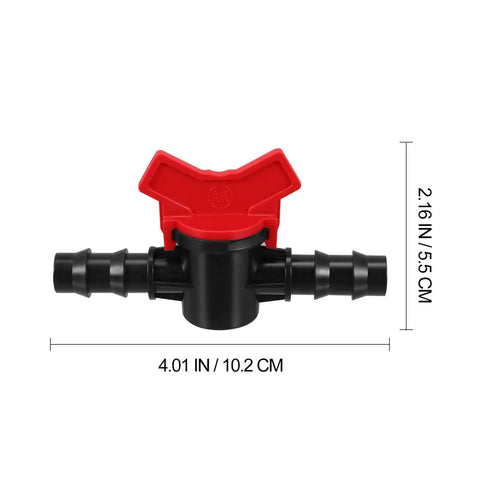 42 Pcs All In One Drip Irrigation Fittings Kit With Switch Valves, black connector with red valve, 4.01x2.16 inches
