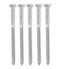 Beefy Stainless Steel Wood Hex Lag Self Tapping Screws M8x120MM With Half Thread And Integrated Design for easy install