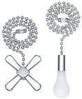Sweet Copper Ceiling Fan Pull Chain Extender Set With Frosted Glass Bulb And Blade Charm Ornament Silver Tone For Easy Peasy Diy Installation with adjustable chains.