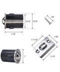 2 Pack Closet Door Ball Catch Hardware, Stainless Steel Adjustable With Strike Plate, Drive In Spring Ball Latches dimensions