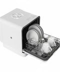 Portable Countertop Dishwasher With No Hookup Needed making plug and play setup effortless for tight kitchens with dishes loaded.