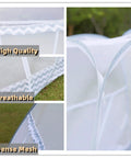 Close-up views of Pop Up Mosquito Net For Bed With Bottom Fit Twin Full Queen And King Size Beds Foldable Bug Netting Easy Assembly.