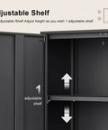 Lockable Steel Wall Mounted Cabinet, 28 Inch High, showing adjustable shelf inside two door metal storage locker.