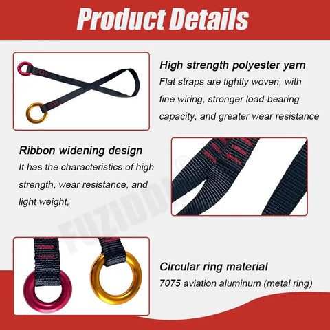 43 Inch Tree Climbing Friction Saver With Dual Aluminum Rings For Smooth Ascending And Straight Up Killer Bark Protection Secure Retrieval Built Damn Tough Heavy Duty Webbing