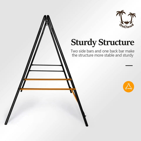 Upgraded Heavy Duty Hammock Chair Stand, Metal Swing Frame With Four Side Crossbars And Back Crossbar, Anti Slip Legs, Sturdy Steel Construction