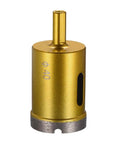 Front view of a 40mm gold diamond core drill bit for dry/wet drilling in concrete and masonry.