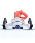 Heavy Duty Electric Tile Bevel Cutter With 1200W Motor At 13000RPM For Precision Cuts viewed from the front with aluminum frame and orange handle.