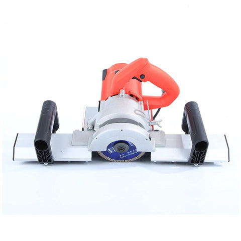 Heavy Duty Electric Tile Bevel And Chamfering Machine Featuring A Beefy 1200W Motor, front view with orange handle and blade.