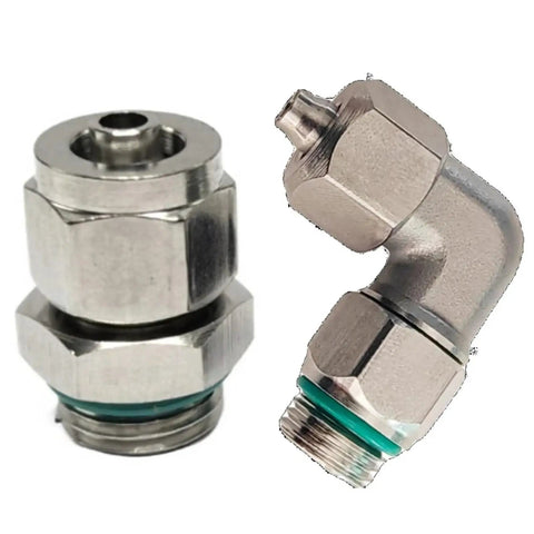 Single Quick Twist Hose Fitting for Pneumatic Air Lines 4mm to 16mm and 1/8 to 3/4 Inch BSPP Male Threads, stainless steel elbow