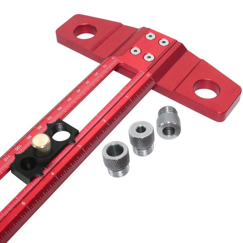 Double Scale T Square Ruler Aluminum Measuring Tool For Inches And Metric with clear red markings and metal fittings