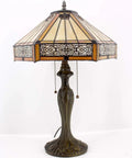 Table Lamp Base Replacement 24 Inch Tall With 6.5 Inch Wide Base Dark Bronze Zinc Alloy Finish Fits 12 14 16 18 Inch Tiffany Style Stained Glass Lampshades Pull Chain UL Listed Perfect For LED Bulbs shown with stained glass shade.