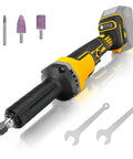 Cordless Die Grinder Made As A Heavy Hitter With No Strings Attached Plays Nicely With Dewalt 20V Packs 24000 RPM Brushless Motor For Rust Removal And Polishing Smooth Operator Tool No Battery Included with grinding attachments and wrenches.