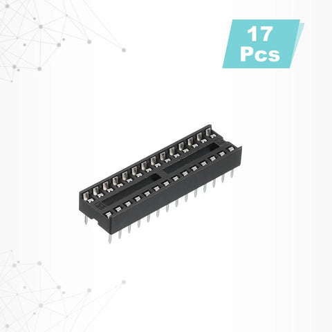 17Pcs DIP IC Socket Adapter Kit With 7.62mm Row Pitch And 28 Pin Sockets for Breadboard Prototyping and PCB Design, 2.54mm Pitch