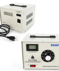 Front and side view of 1000W Single Phase AC Autotransformer With 110V Input And 0-300V Adjustable Output, control panel visible