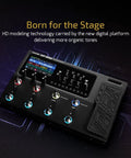 All In One Dope Guitar And Bass Multi Effects Pedal with Expression Input display and knobs in dark setting