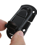 Five Piece Set Heavy Duty Black Metal Hasp Latches Built Different For Flight Cases showing a hand holding a latch.