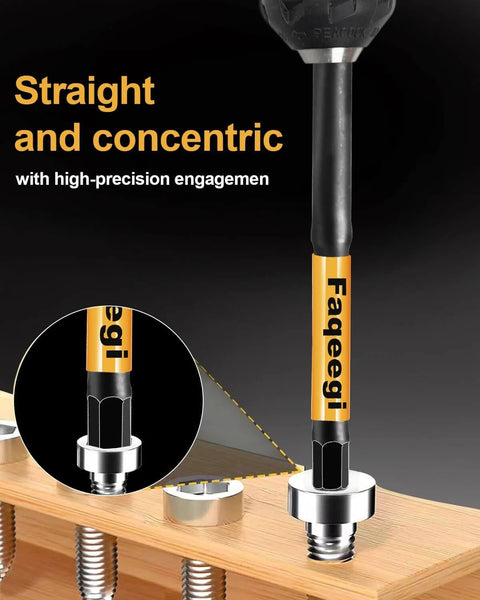 Faqeegi 20pc 4-in impact hex bit set with magnetic CNC tips and yellow handle front view
