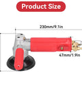 4 Inch Pneumatic Wet Stone Polisher Sander With Water Nozzle And 4300 RPM, size dimensions, red handle, side view