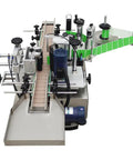 High Speed Fully Automatic Labeling Machine For Round Bottles Delivers Badass Efficiency With Touch Screen Interface showing components and conveyor.