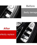 Before and after of Mercedes Window Lift Switch Button Cover For C Class W205 2015 2021 And GLC W253 2016 2022 installation