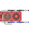 Heavy Duty 72 Volt Lithium Ion Battery Management System Delivers 300 Amp Output and Integrated Cooling Fan top view with cables.
