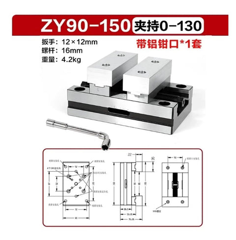 Dead On Precision Zero Point CNC Fixture With Self Centering Soft Jaw Vise mount, includes schematic and dimensions for machine use.