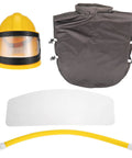 Sandblast Helmet With Air Supplied Hood And Protective Cloak For Sandblasting Safety Work Durable ABS Construction assembly