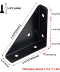 Pro Grade 2-9/16 Inch Corner Brace L Bracket showing dimensions, made of heavy-duty steel for wood furniture support.