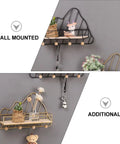 Golden Wall Mount Storage Rack With Heavy Duty Iron And Wood, Slick Hook Organizer For Kitchen Bedroom, displaying storage options for decor and keys.