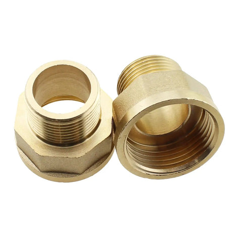 Beefy Lengthened Brass Extension Fittings 1 Inch By 1.25 Inch Adapter, Thickened Female Pipe Fitting, All Brass With Golden Finish, 2 Pack