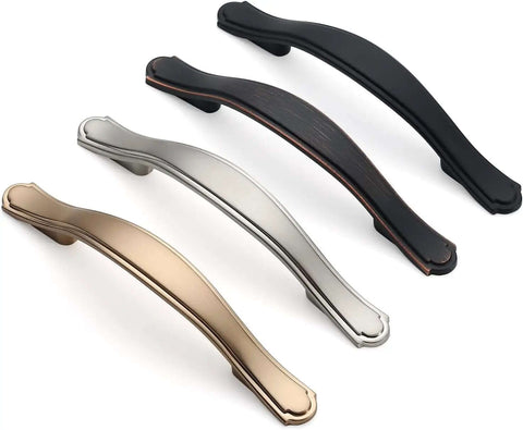 Four diverse cabinet handles in matte black, bronze, silver, and gold. Six Pack Matte Black Kitchen Cabinet Handles And Drawer Pulls With 3 Inch Center To Center Holes For Cabinets Dressers And Cupboards Premium Cabinet Hardware Set AT2792MB.
