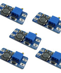 Mt3608 DC DC Step Up Boost Power Converter Module DIY Friendly Adjustable Input 2V 24V To Output 5V 28V 2A Max 93 Percent Pack Of 5