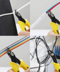 Micro Cutter Flush Cutter For Soft Wire Angled Jaws cutting various cables and wires with yellow ergonomic handles