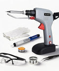 120W Soldering Gun Kit With 110V Power Six Level Adjustable Temperature From 392 To 842 Fahrenheit One Hand Tin Feeding Design Perfect For DIY Electronics And PCB Repair And Wiring Includes Gloves And Goggles For Safe Soldering