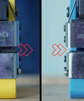 Metal Shrinker And Stretcher Combo Pack With Dual Bodies And Jaws, 2.5 Inch Throat, side view of shrinker and stretcher labeled.