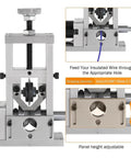 Manual Electric Wire Stripper Machine Adjustable Blade For Copper Cable Peeling Automatic Stripping Tool durable aluminum alloy body showing adjustable panel height.